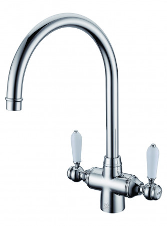 Monoblock Tap with White Ceramic Handles