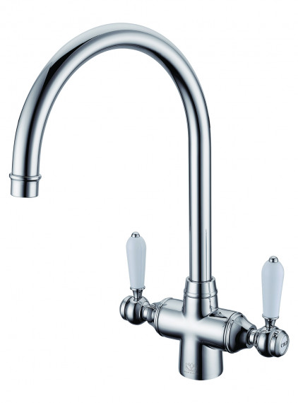 Monoblock Tap with White Ceramic Handles