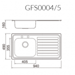 940  single bowl single drainer 2 Tap Hole Handed