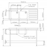 Double Bowl Single Drainer Sink c/w stand