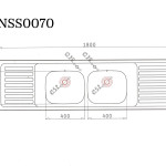 1800 Double Bowl Double Drainer Inset