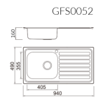 Scott and James 940 Inset single bowl single drainer Reversible