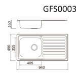 Contract 940 Inset single bowl single drainer reversible